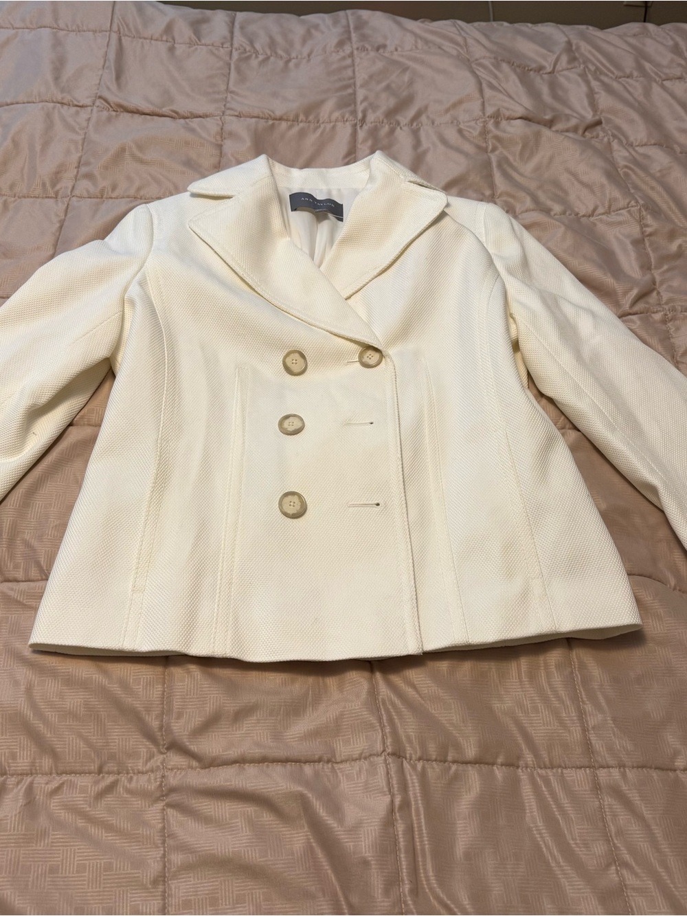 NWT Ann Taylor Cream Double-Breasted Peacoat